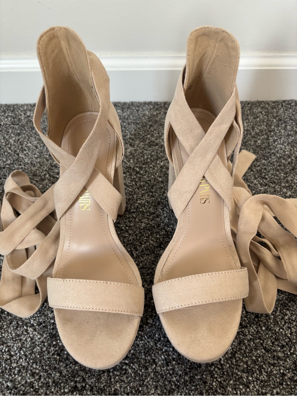 Dream Pairs Beige Lace-Up Suede Block Heel Sandals - Women